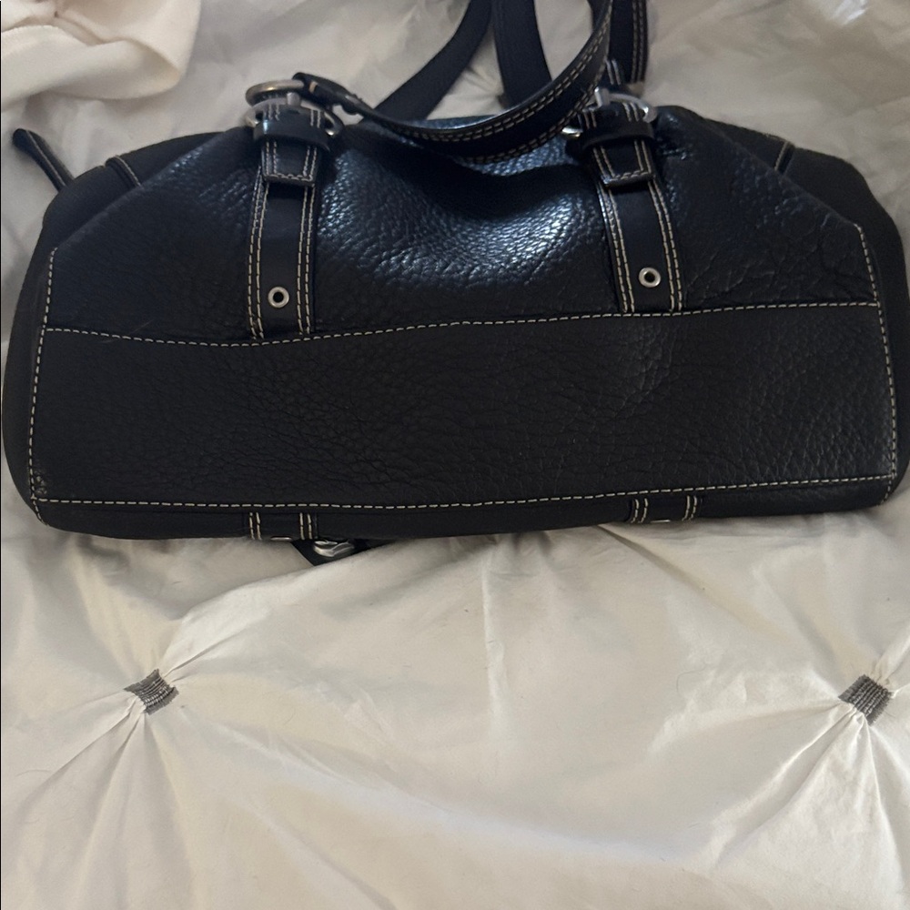 Coach Black Pebbled Chelsea Leather Satchel with Silver Tone  Accents - Picture 5 of 13